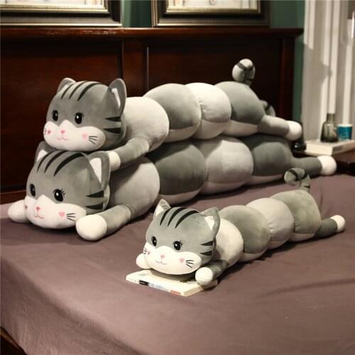 80/100/120cm Long Cats Plush Toys Stuffed Cute Animal Cartoon Cat Dolls Pillow For Children Kids Sleeping Cushion Birthday Gift