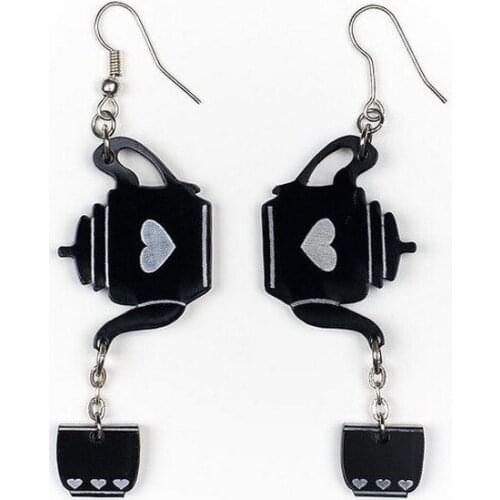 Acrylic tassel Earrings for Women Pendientes Black Transparent Teapot Japan Heart Drop Earring Oorbellen Brincos Trendy
