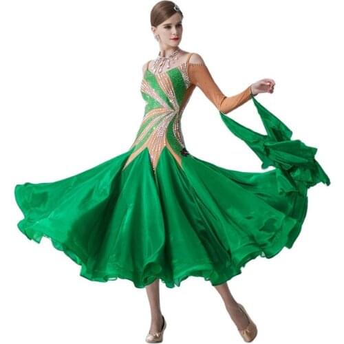 B-19289 Carnival new national standard modern dance ballroom competition dance dress tailor-made large pendulum pearl silk skirt
