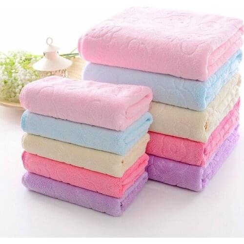 35*75 Fiber Quick-Drying Solid Color Beach Towel Microfiber Cartoon Bear Absorbent Printing Bath Towels For Home Hot Sale