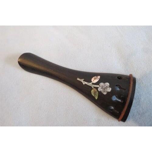 One piece Ebony violin tailpiece 4/4 inlay shell beautiful flower