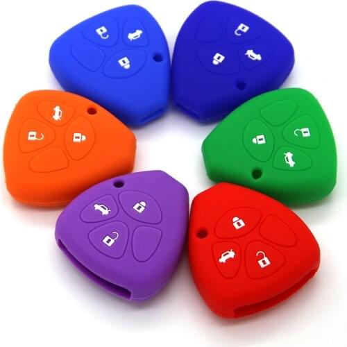3 Buttons Silicone Rubber Car Key Cover Case for Toyota Camry COROLLA Vios REIZ CROWN RAV4