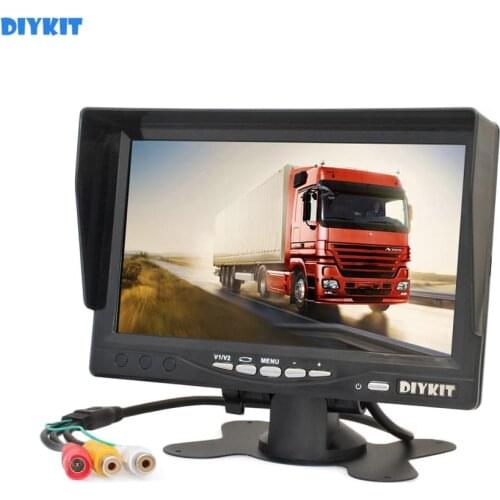 DIYKIT 7 inch TFT LCD Car Monitor Display Car Reverse Rear View Monitor Screen AV Input Remote Control With Sun Shade