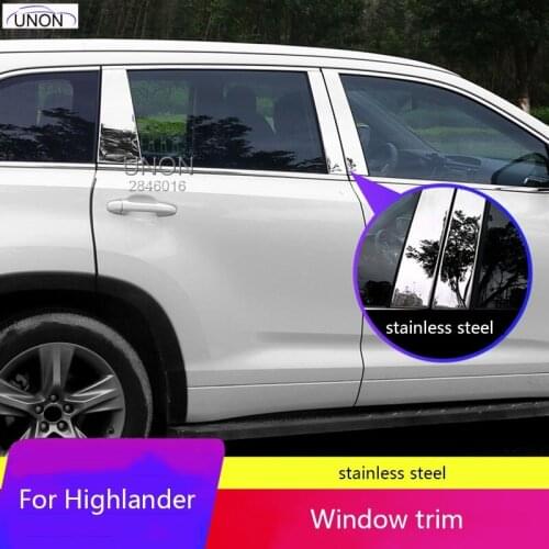 For Toyota Highlander 2015-2020 2021 Bright Bar Of Window Trim Center Pillar 2018 Refit Car Supplies