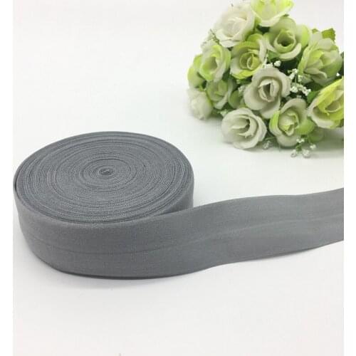 5Yards/lot 1" (25mm)Wide Gray Fold Over Elastic Spandex Satin Band Ties Hair Accessories Lace Trim