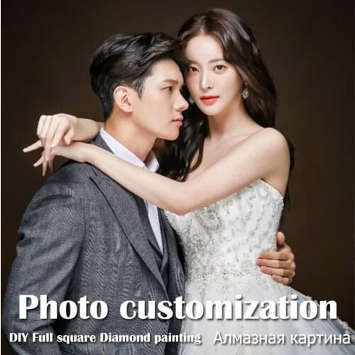 Photo Custom DIY 5D Diamond Painting Cross Stitch Full Square Mosaic Wedding Picture of Rhinestones Diamond Embroidery Decor