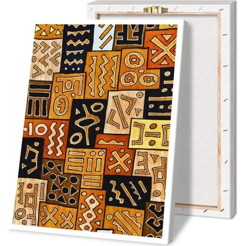 HD Home Decoration Printing Brown Orange Collage Poster Canvas Wall Art Oil Painting Living Room Decoration with Frame