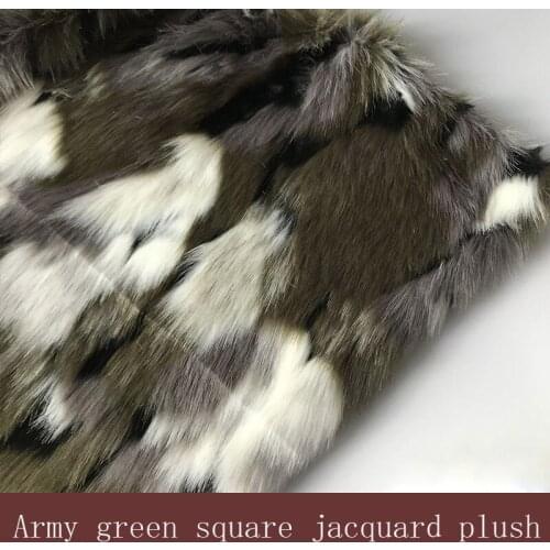 Autumn and winter artificial fur Army green square jacquard plush clothes and shoes plush fabric