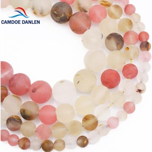 CAMDOE DANLEN Glass Stone Beads Dull Polish Matte Watermelon Crystal 6/8/10/12mm DIY Bracelet Necklace Beads For Jewelry Making