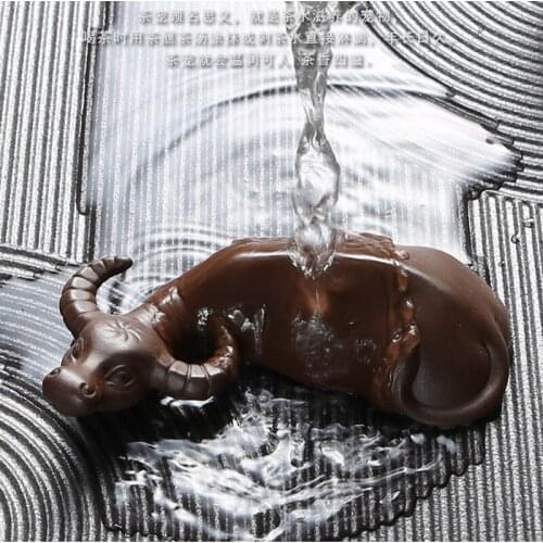 Creative water buffalon yixing zisha purple clay tea pet home decoration small size Chinese ornament on tea tray tea accessories