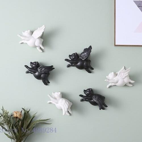 Creativity ceramics piggy Background wall ornaments Cartoons Black and white Simulation animal Childrens room Home Decoration