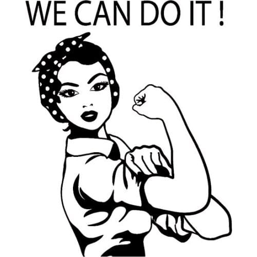 Cute Efforts We Can Make Mrs. Popular Decal Art Style Car Fashion Stickers Pvc Personality Stickers Black/white, 12cm*15cm