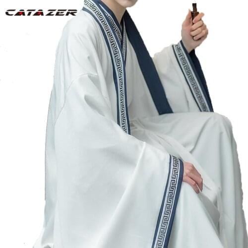 Men Hanfu Costumes Traditional Chinese Tang Suit Tops and Skirt Jacket Samurai Japanese Kimono Cosplay Dress Robe Yukata Dress