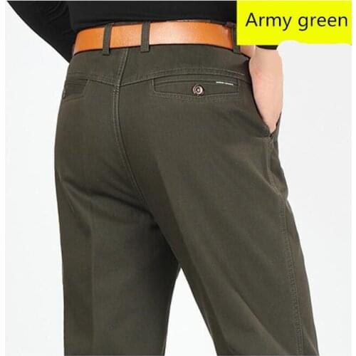 Mens Straight Pants Size 30-44 New Mens Casual Pants Winter with Plush Keep Warm Trousers Loose