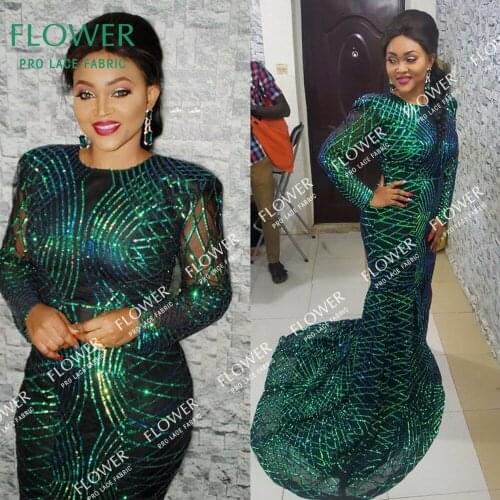 2020 Latest Sequined Net Lace Prom Dresses Fabric White Sequins Mesh Tulle Swiss Voile Lace African Net Wedding Fabric 5 Yards