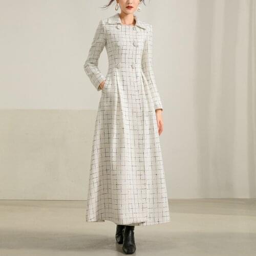 2020 new winter winter winter thickened off season mid long Plaid high-end woollen woollen overcoat