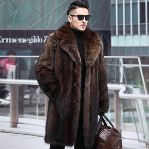2021 Women Autumn Winter New Faux Mink Fur Jackets Men Thicken Warm Loose Overcoats Male Slim Long Imitation Fur Coats O410