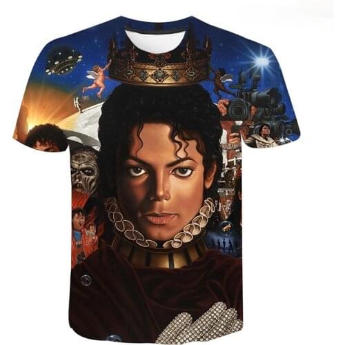2021 New Summer Michael Jackson 3D Print T-shirt Cool Men Women Children Casual Fashion Streetwear Boy Girl Kids Tee Tops