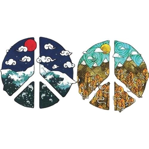 New Arrival Sun Scenery Fashion Wave Iron on Patches Stickers Washable Appliques Patch Heat Transfer for DIY Accessory Clothing