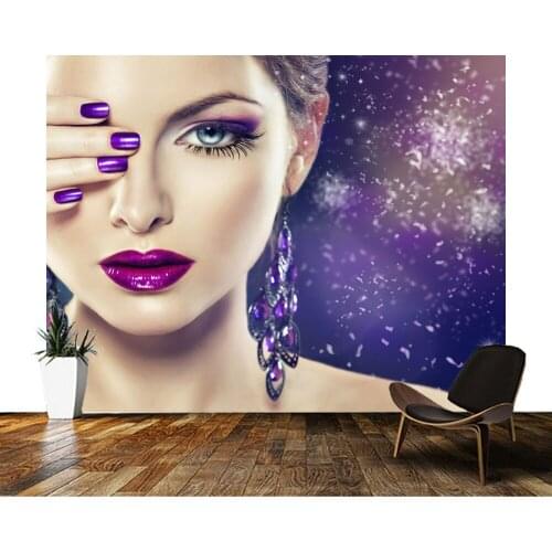 Papel de parede Fashion makeup beauty model 3d wallpaper mural,bedroom Fashion salon hair and beauty shop