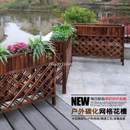 Restaurant partition flower stand outdoor planter anticorrosive wood flower stand garden wooden fence fence hotel decorative flo