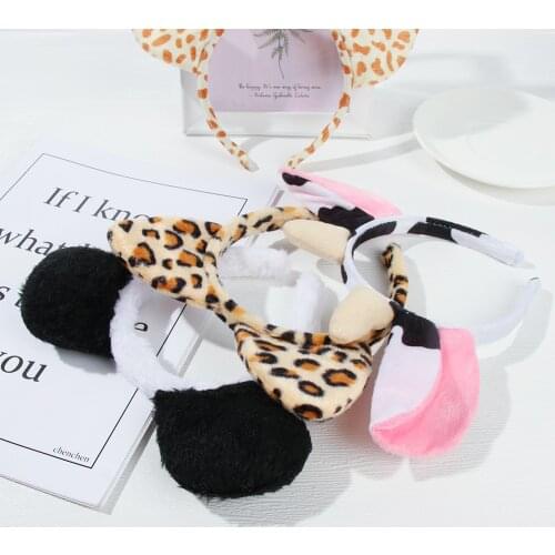 Plush Animals Ears Headband Cartoon Dog Zebra Tiger Hair Band Cosplay Halloween Christmas Birthday Theme Party Accessories