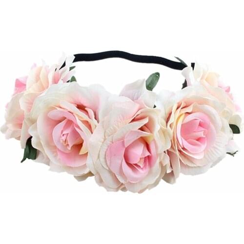 Bohemia Bride Rose Flower Wreath Headbands Girls Fashion Crown Hairband Wedding Headband Garland Hair Accessories