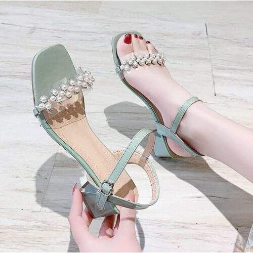 New Womens Sandals Summer Shoes Women Fashion Square High Heels Office Ladies Elegant Ankle Straps Sexy High Heels Women