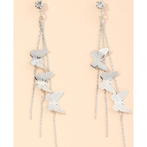 Gold Silver Color Butterflies Tassel Charm Earrings for Women Simple New Fashion Jewelry Girls Dangle Earring Long Accessories