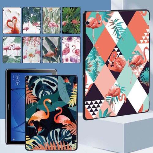 For Huawei MediaPad T3 10 9.6" Slim Hard Shell Tablet Case - Flamingo Pattern + Stylus