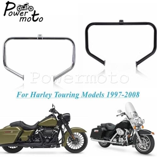 Motorcycle 1-1/4" Steel Engine Crash Bar Protector Guard For Harley Touring Road King FLHR FLHTCU FLHTK FLHX FLHT FLHXS 1997-08