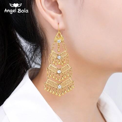 Gold Color Tassel Earrings for Women Bohemian Earrings Dangle Drop Earring Muslim Islamic Female Allah Turkish Jewelry