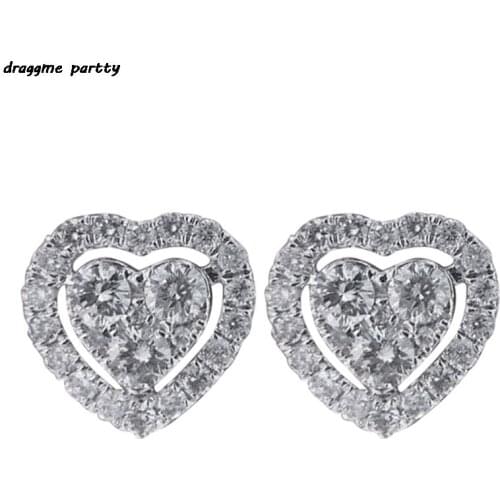 Fashion Micro-inlaid Super Flash AAA Zircon Heart-shaped Earrings Women Simple Romantic Female Earring Jewelry Gift