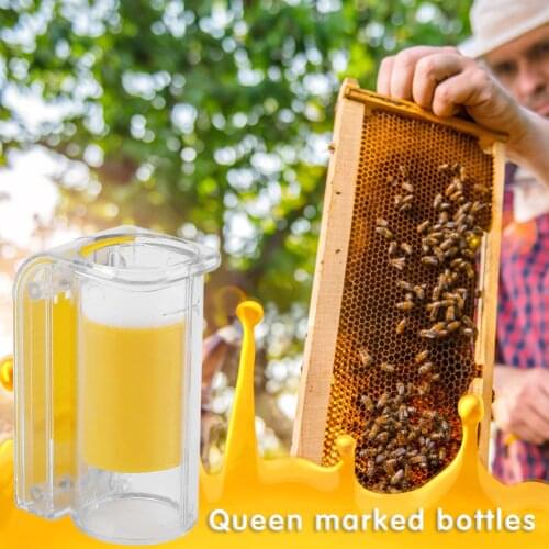 1Pc Bee Queen Marker Bottle Bee Mark Cage Plastic One Handed Marking Catcher With Plunger Plush Garden Beekeeping Supplies
