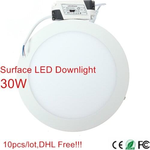 10pcs 9W 15W 25W 30W Surface Mouted Ceiling LED Downlight Panel LED Light with driver AC85-265V High Lumens DHL Free