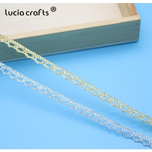 10Yards 8mm Gold Silver Grid Lace Trim Ribbons Fabric Wrapping Home Decor Sewing Accessories P0504