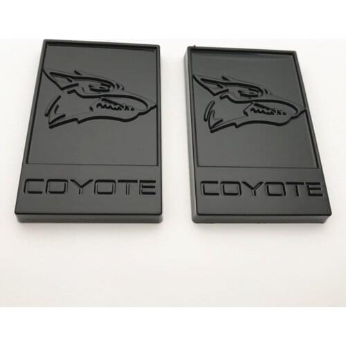 2PCS Custom Black Coyote Logo Car Fender Side Or Rear Trunk Tailgate Badge Sticker Decal
