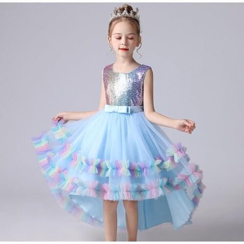 2021 summer unicorn sequin tail dress color petal skirt party dress color girl graduation dress