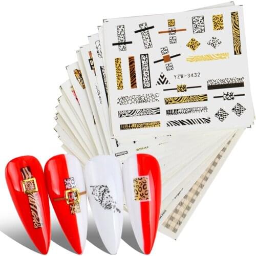 2021 New arrived 3D Watermark Nail Stickers Decals Sexy Leopard Print Letter Adhesive Stickers Nail Art Decoration