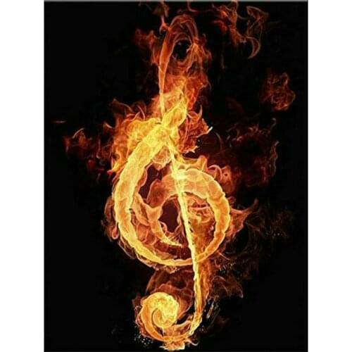 Diamond painting fire music icon handmade cross stitch full square landscape 5d diamond mosaic crafts decoration