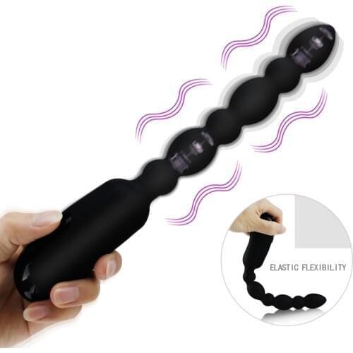 100% Silicone Anal Bead Plug Vibrator Masturbation Unisex Sex Stopper Prostate Massager Anal Vibrator Dildo Sex Toys Men/Women