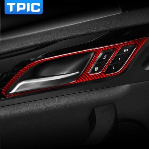 TPIC Carbon Fiber Car Stickers Interior Moulding Door Handle Wrist Bowl Cup Trim Cover Decals For BMW G01 G02 2019~ X3 X4 Series