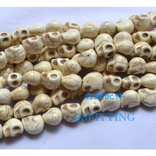 Free shipping,supply DIY fashion jewelry Accessory,Bracelet Beads,13MM Skull,White Color Turquiose