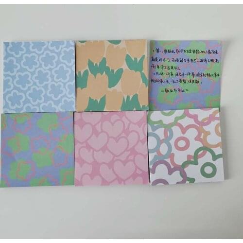 Korean Ins Colorful Flowers Memo Pad 50 Sheets Creative Tulip Student Small Note Office Message Paper Stationery School Supplies