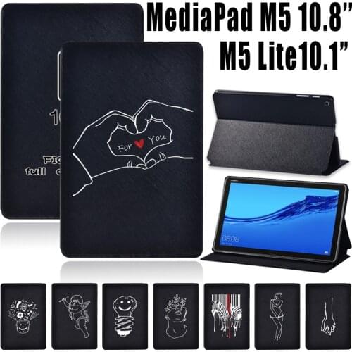 For Huawei MediaPad M5 Lite 10.1 Inch/MediaPad M5 10.8 Inch Tablet Case Ultra Thin Folio Cover Case + Free Stylus