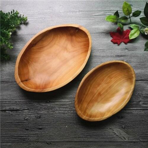 Wooden Oval Fruit Plates Candy Snack Dried Fruit Dessert Plate Kitchen Tableware
