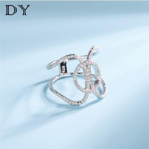DY 925 Sterling Silver Ring Micro Pave Cubic Zirconia Cross Circle Stylish Finger Ring For Women Fashion Accessories Jewelry