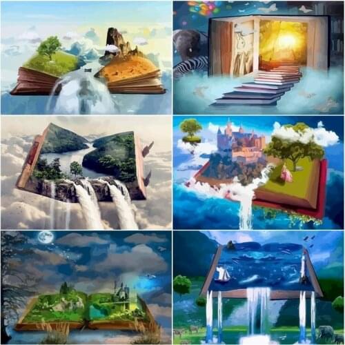 GATYZTORY 60x75cm Frame Paint By Numbers HandPainted Waterfall In The Book Landscape Painting By Number Home Decor Unique Gift