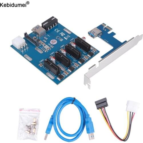 Kebidumei PCIe 1x to 4 PCIe 1x Adapter PCI Express Riser Card Extender Multiplier For Windows XP/7/8/8.1/10