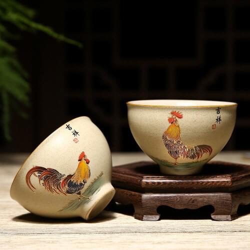 Stoneware Antique Chicken Mug Cup Tea Doucai Male Drinking Masters Individual Single Bowl Teacups For Drink Drinkware 100ml